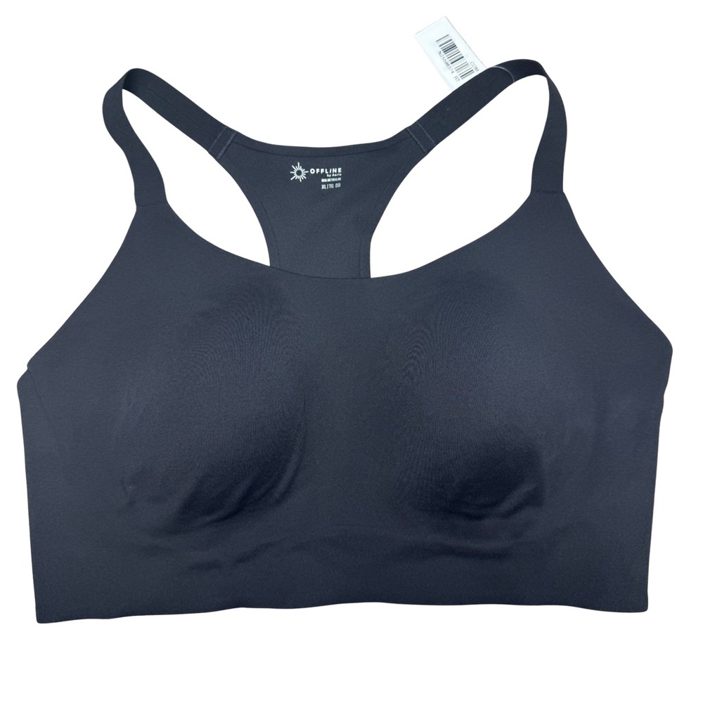 NWT Aerie Offline XL DD Black Racerback Sports Bra Athletic Real Me Wireless